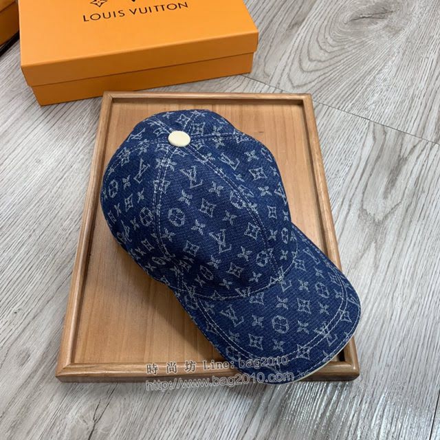 LV男女同款帽子 路易威登水洗做舊牛仔小字棒球帽鴨舌帽  mm1759